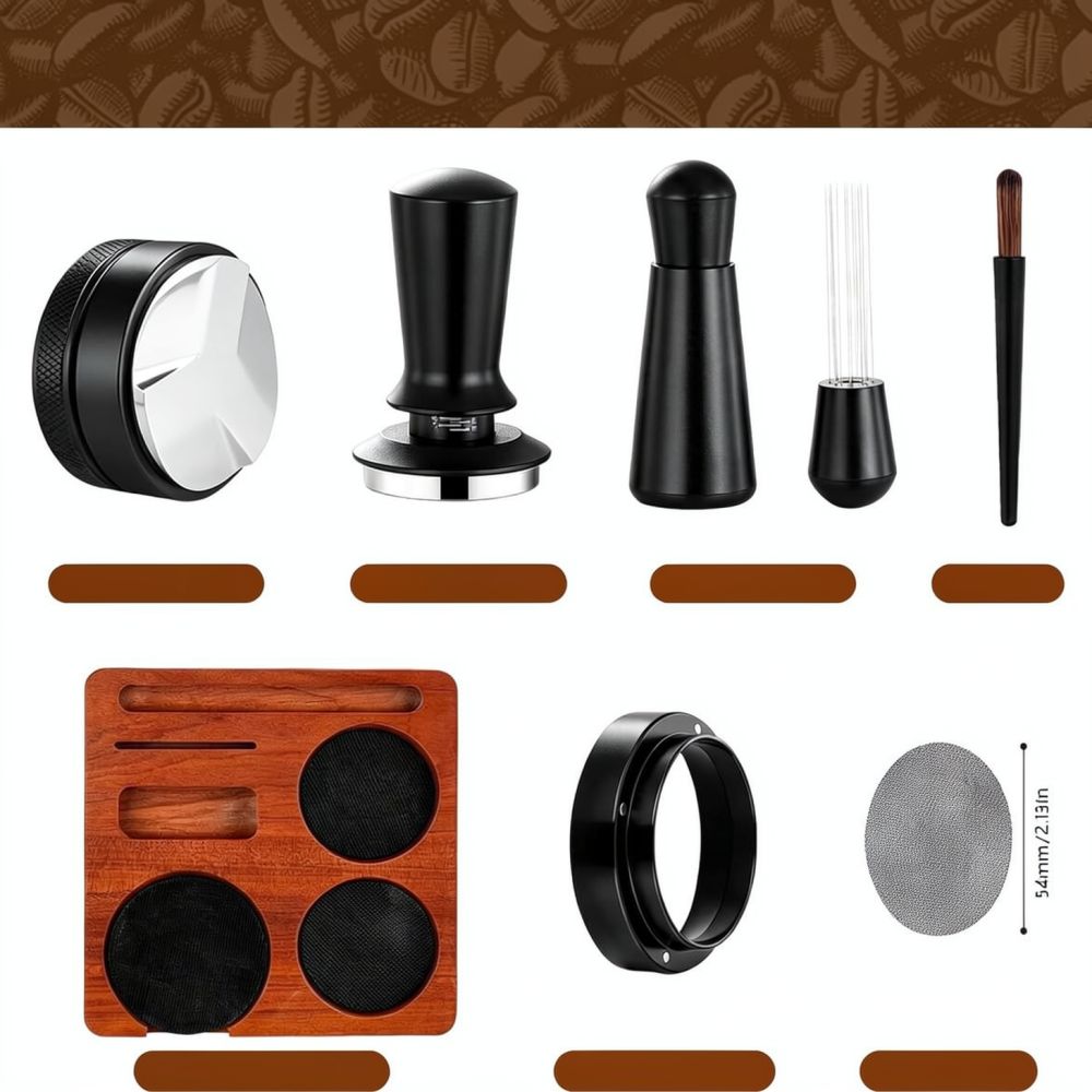 Sapele Espresso Tamper Station - đánh giá và giá Spring Bar Tool Set